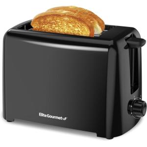 imageElite Gourmet ECT1027B Cool Touch Toaster with 6 Temperature Settings ampamp Extra Wide 125quot Slots for Bagels Waffles Specialty Breads Puff Pastry Snacks ETL Certified 2 Slices BlackBlack