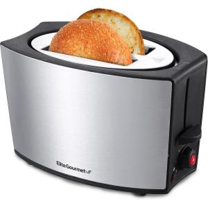 imageElite Gourmet ECT4400B Long Slot 4 Slice Toaster Countdown Timer 6 Toast Setting Defrost Cancel Function Builtin Warming Rack Extra Wide Slots for Bagel Waffle Stainless Steel2 Slice