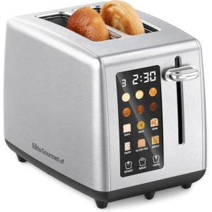 imageElite Gourmet ECT5322 Long Slot 4 Slice Toaster Countdown Timer Bagel Function 6 Toast Setting Defrost Cancel Function Builtin Warming Rack Extra Wide Slots for Bagels Waffles Stainless SteelStainless Steel