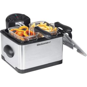 imageElite Gourmet EDF3500 Electric Immersion Deep Fryer Removable Basket Timer Control Adjustable Temperature Lid with Viewing Window and Odor Free Filter45 Quart  17 cup