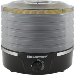 imageElite Gourmet EFD313B Programmable Food Dehydrator Food Dehydrator Adjustable Temperature Controls Jerky Herbs Fruit Veggies Snacks 6 Stainless Steel Trays5 Plastic Trays