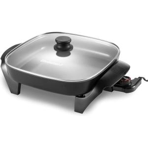 imageElite Gourmet EG6203 Extra Deep 16quotx13quotx32quot 105Qt Scratch Resistant Easy Pour Spout Dishwasher Safe Nonstick Electric Skillet with Glass Vented Lid Adjustable Temperature Black6Qt