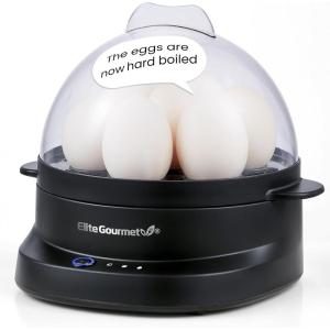 imageElite Gourmet EGC007CHC Rapid Egg Cooker 7 EasyToPeel Hard Medium Soft Boiled Eggs Poacher Omelet Maker Auto ShutOff Alarm 16Recipe Booklet Charcoal GreyBlack