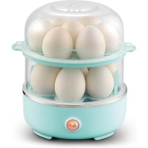 imageElite Gourmet EGC322CW Easy Egg Cooker Electric 7Egg Capacity Soft Medium HardBoiled Egg Cooker with Auto ShutOff Measuring Cup Included BPA Free Classic WhiteMint