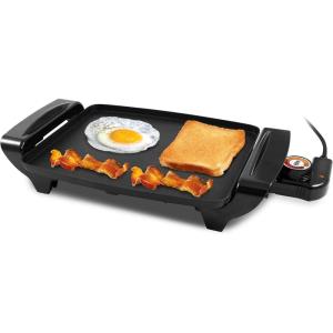 imageElite Gourmet EGR2722A Electric 105quot x 85quot Griddle Cooltouch Handles NonStick Surface RemovableAdjustable Thermostat Skid FreeRubber Feet Black105 x 85