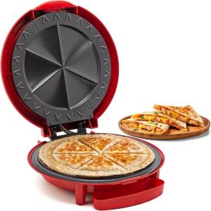 imageElite Gourmet EQD413 Electric NonStick 8quot Quesadilla Maker EasySlice 6Wedge Grilled Cheese Corn Flour Tortilla Snacks Red11 