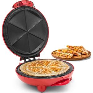 imageElite Gourmet EQD413 Electric NonStick 8quot Quesadilla Maker EasySlice 6Wedge Grilled Cheese Corn Flour Tortilla Snacks Red8