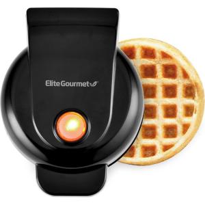 imageElite Gourmet EWM013B Electric Nonstick Mini Waffle Maker with 5inch cooking surface Belgian Waffles Compact Design Hash Browns Keto Snacks Sandwich Eggs Easy to Clean BlackBlack