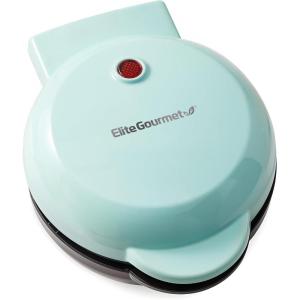 imageElite Gourmet EWM015M Electric Nonstick 45inch Mini Waffle Maker Belgian Waffles Compact Design Hash Browns Keto Snacks Sandwich Eggs Easy to Clean MintBlue