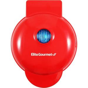 imageElite Gourmet EWM015M Electric Nonstick 45inch Mini Waffle Maker Belgian Waffles Compact Design Hash Browns Keto Snacks Sandwich Eggs Easy to Clean MintRed