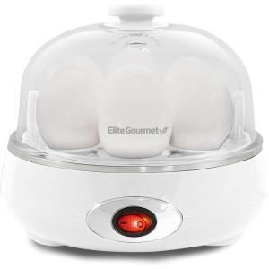 imageElite Gourmet Easy Electric 7 Egg Capacity Cooker Poacher Omelet Maker Scrambled Soft Medium Hard Boiled with Auto ShutOff and Buzzer BPA Free Charcoal GreySnow