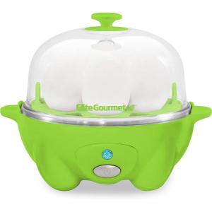 imageElite Gourmet Easy Electric 7 Egg Capacity Cooker Poacher Omelet Maker Scrambled Soft Medium Hard Boiled with Auto ShutOff and Buzzer BPA FreeLime Green