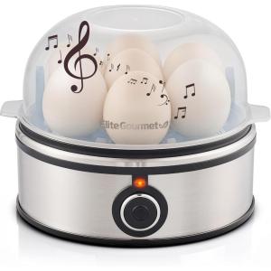 imageElite Gourmet Easy Electric 7 Egg Capacity Cooker Poacher Omelet Maker Scrambled Soft Medium Hard Boiled with Auto ShutOff and Buzzer BPA FreeStainless Steel