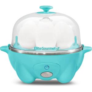 imageElite Gourmet Easy Electric 7 Egg Capacity Cooker Poacher Omelet Maker Scrambled Soft Medium Hard Boiled with Auto ShutOff and Buzzer BPA FreeTeal