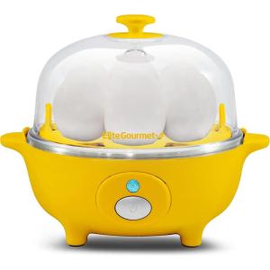 imageElite Gourmet Easy Electric 7 Egg Capacity Cooker Poacher Omelet Maker Scrambled Soft Medium Hard Boiled with Auto ShutOff and Buzzer BPA FreeYellow