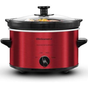 imageElite Gourmet MST275XP Electric Oval Slow Cooker 2Qt Capacity PurpleMetallic Red