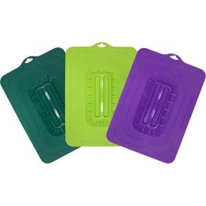 imageElite Gourmet MaxiMatic ECL3016 Rectangular Silicone Suction Lids and Food Covers Fits various sizes of casseroles baking pans dishes or containers Set of 3 MulticolorRectangular Lids