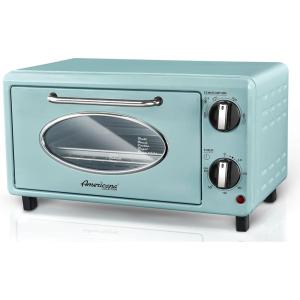 imageElite Gourmet by Maximatic Americana Collection ETO147M Diner 50s Retro Countertop Toaster oven Bake Toast Fits 8 Pizza Temperature Control ampamp Adjustable 60Minute Timer 1000W 2 Slice Mint2 Slice  10L