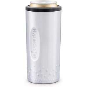 imageNEW HyperChiller SLIM HBC100SS Dual Wall Vacuum Insulated Slim Can Cooler Beer Soda Energy Drinks Seltzer Wine Cooler Fits All Standard 12 OZ Slim Cans Cup Holder Friendly Stainless SteelStainless Steel