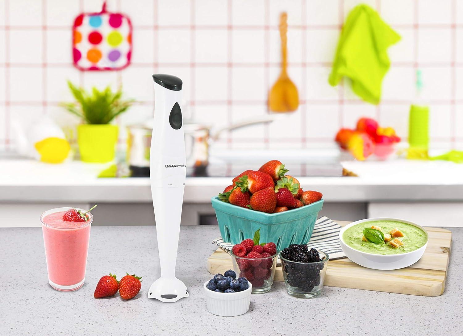 imageElite Gourmet EHM003M MaxiMatic Ultra Power Electric 5Speed Kitchen Hand Mixer with 2 Extra Wide Stainless Steel Smooth Creamy Whipped Mixtures Plus Convenient Beater Storage Mint BlueWhite
