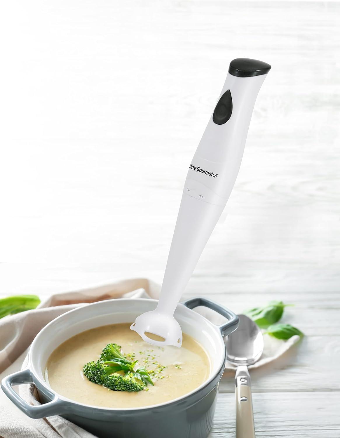 imageElite Gourmet EHM003M MaxiMatic Ultra Power Electric 5Speed Kitchen Hand Mixer with 2 Extra Wide Stainless Steel Smooth Creamy Whipped Mixtures Plus Convenient Beater Storage Mint BlueWhite