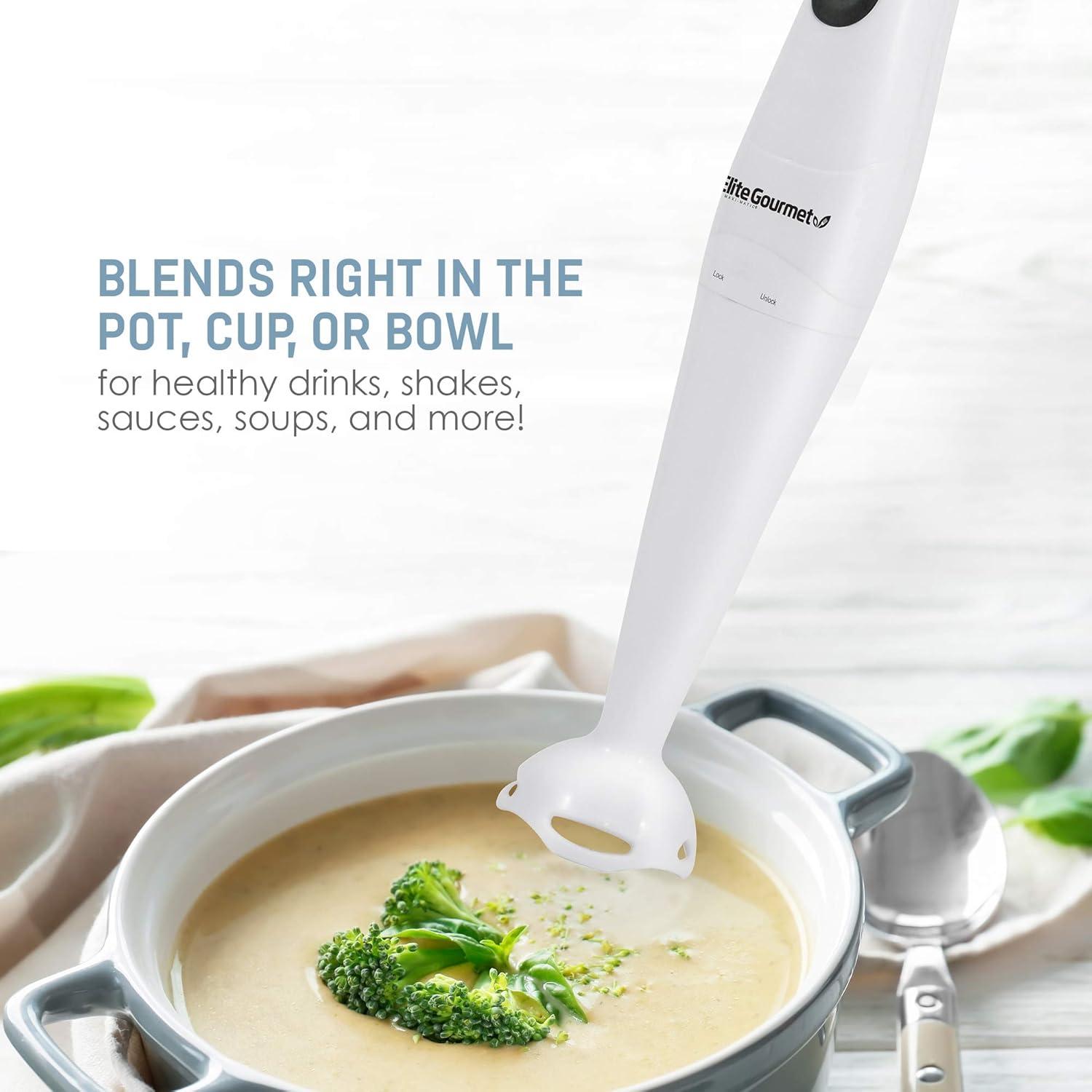 imageElite Gourmet EHM003M MaxiMatic Ultra Power Electric 5Speed Kitchen Hand Mixer with 2 Extra Wide Stainless Steel Smooth Creamy Whipped Mixtures Plus Convenient Beater Storage Mint BlueWhite