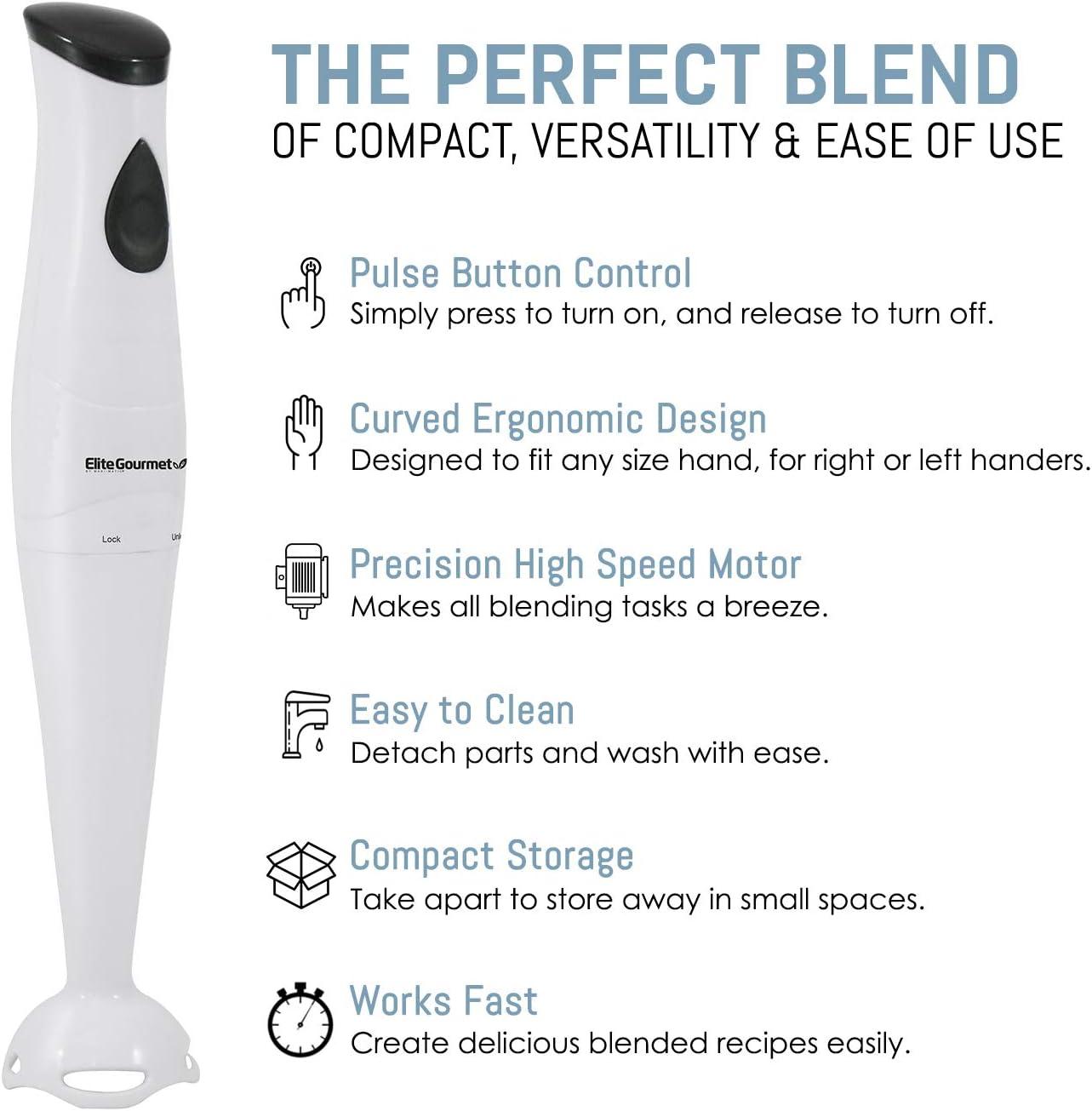 imageElite Gourmet EHM003M MaxiMatic Ultra Power Electric 5Speed Kitchen Hand Mixer with 2 Extra Wide Stainless Steel Smooth Creamy Whipped Mixtures Plus Convenient Beater Storage Mint BlueWhite