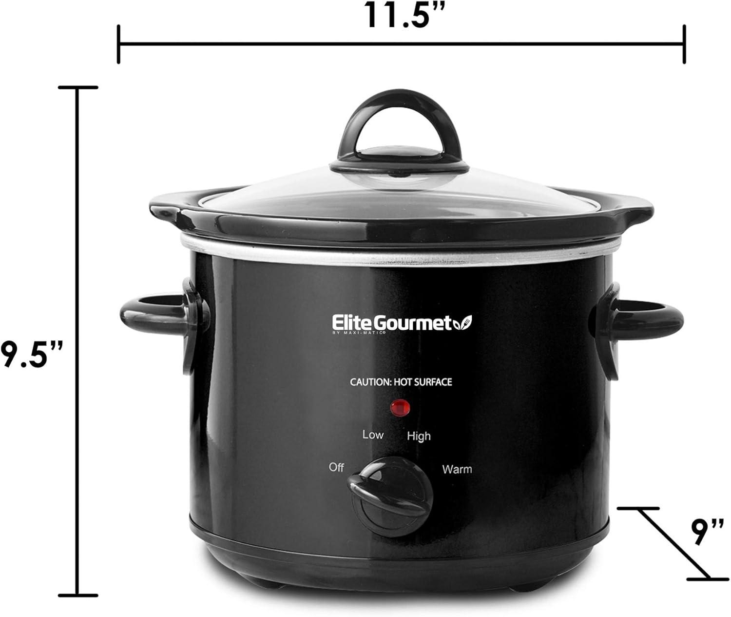 imageElite Gourmet MST350B Electric Slow Cooker Adjustable Temp Entrees Sauces Stews ampamp Dips Dishwasher Safe Glass Lid ampamp Crock 3 Quart BlackBlack