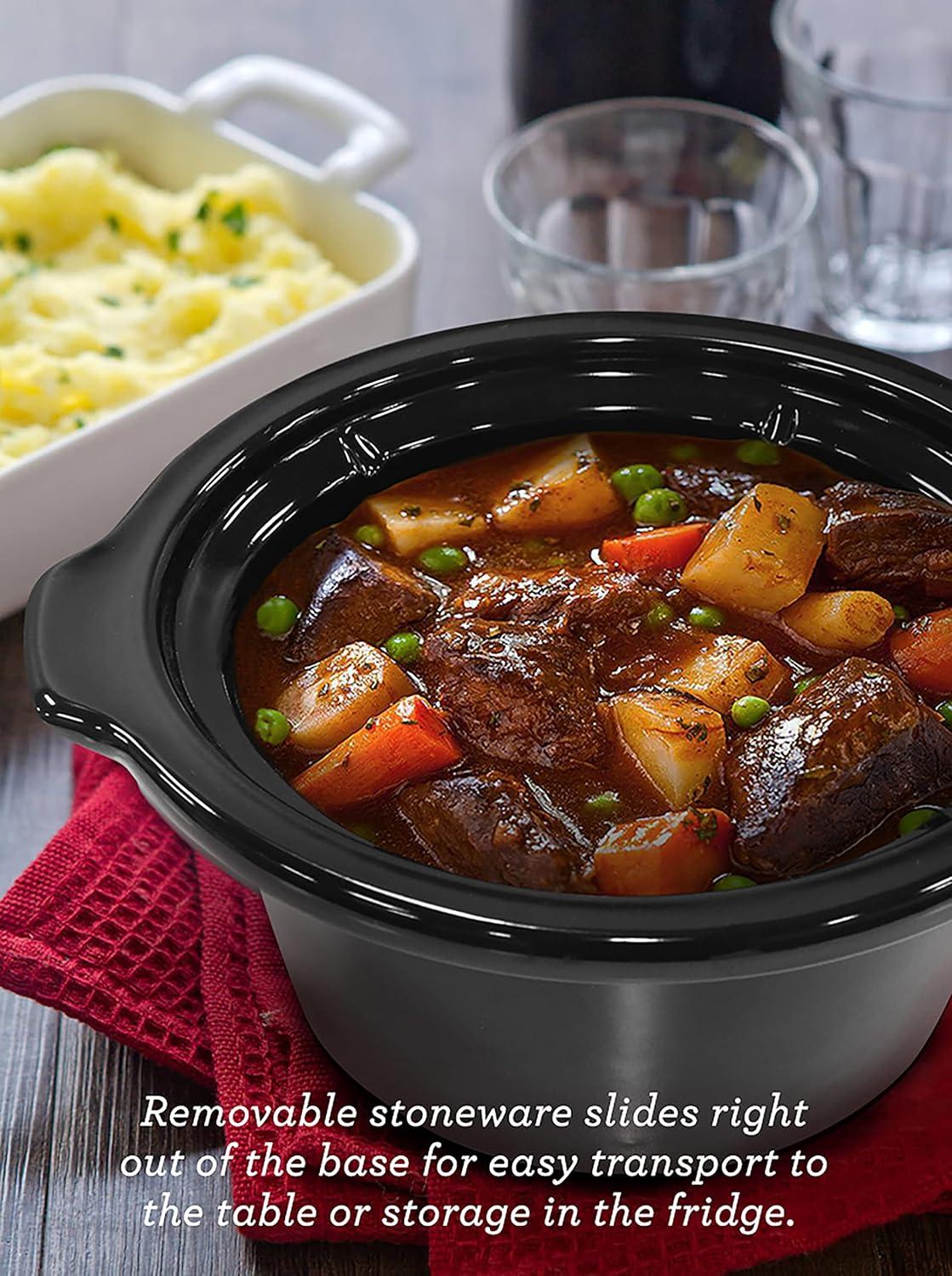 imageElite Gourmet MST350B Electric Slow Cooker Adjustable Temp Entrees Sauces Stews ampamp Dips Dishwasher Safe Glass Lid ampamp Crock 3 Quart BlackBlack