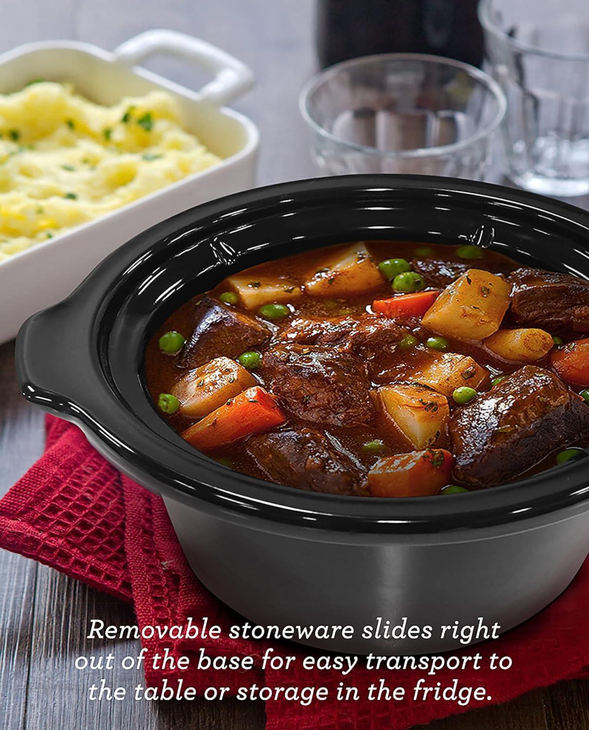 imageElite Gourmet MST350B Electric Slow Cooker Adjustable Temp Entrees Sauces Stews ampamp Dips Dishwasher Safe Glass Lid ampamp Crock 3 Quart BlackMetallic Red