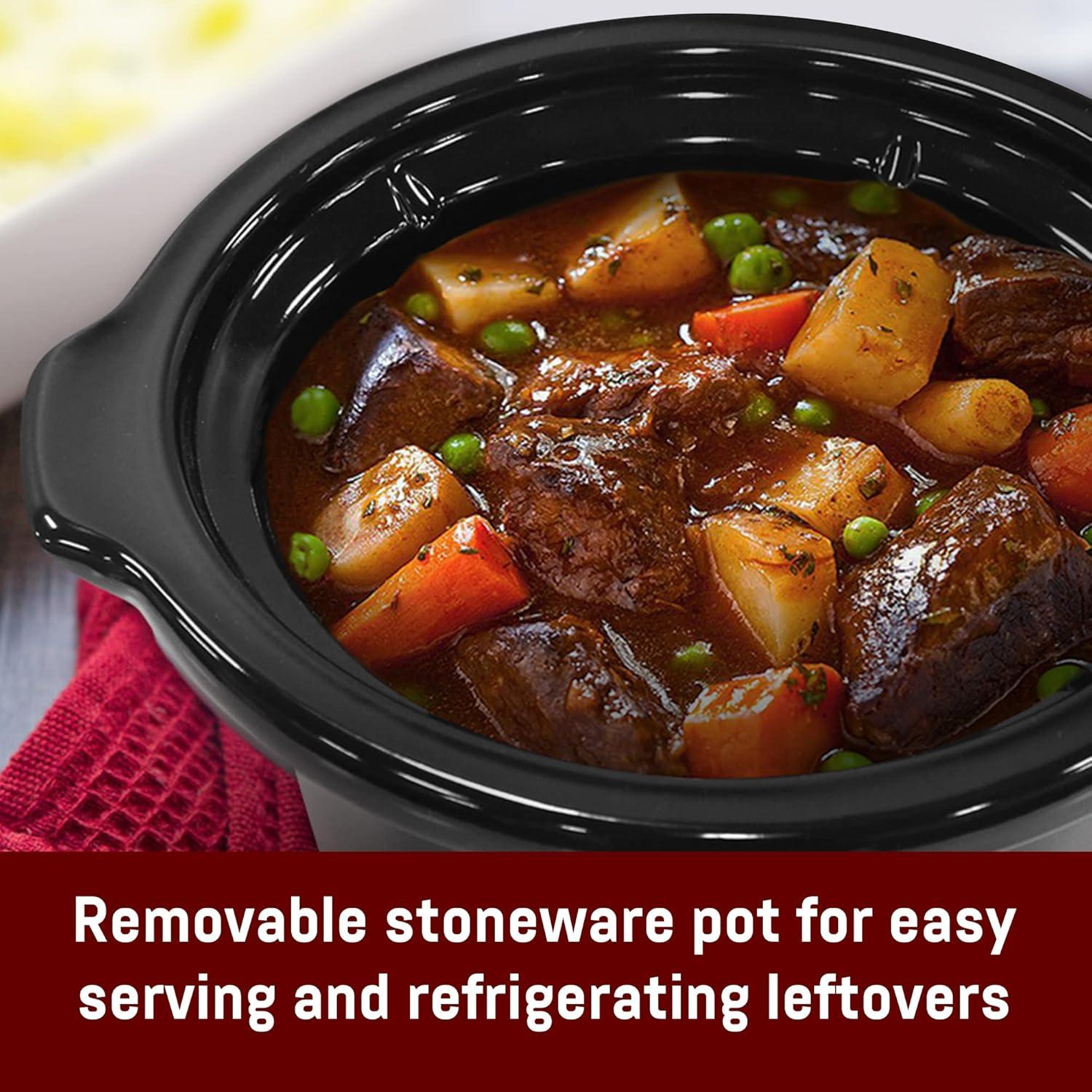 imageElite Gourmet MST350B Electric Slow Cooker Adjustable Temp Entrees Sauces Stews ampamp Dips Dishwasher Safe Glass Lid ampamp Crock 3 Quart BlackStainless Steel
