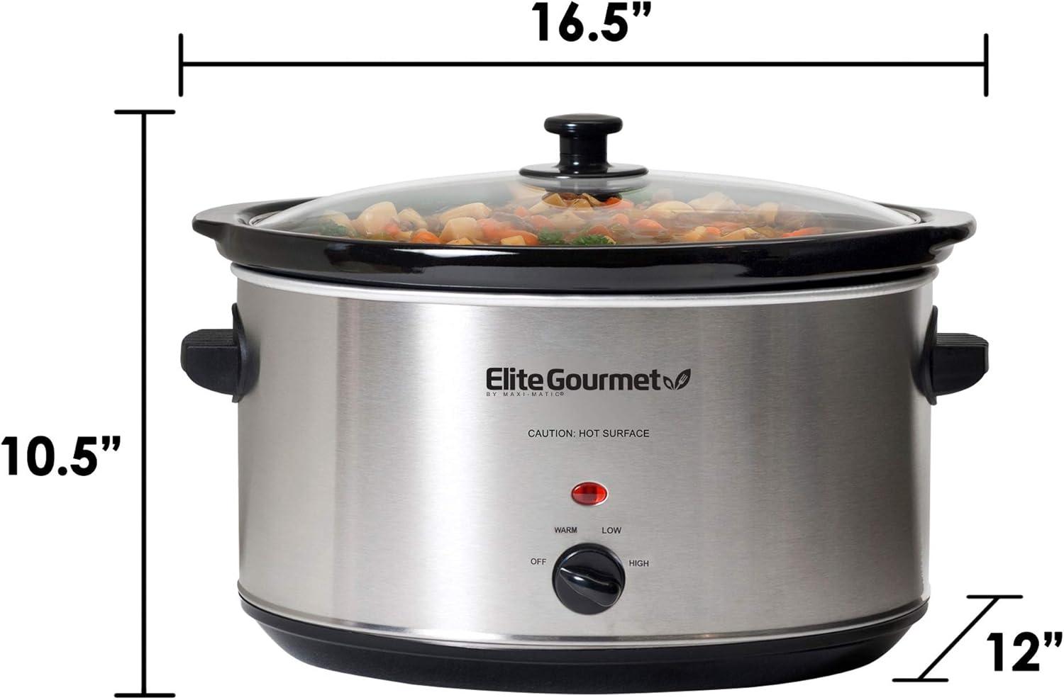 imageElite Gourmet MST900D 85Qt Digital Programmable XL Jumbo Slow Cooker Adjustable Temp Entrees Sauces Stews ampamp Dips Dishwasher Safe Glass Lid ampamp Crock Stainless SteelStainless Steel