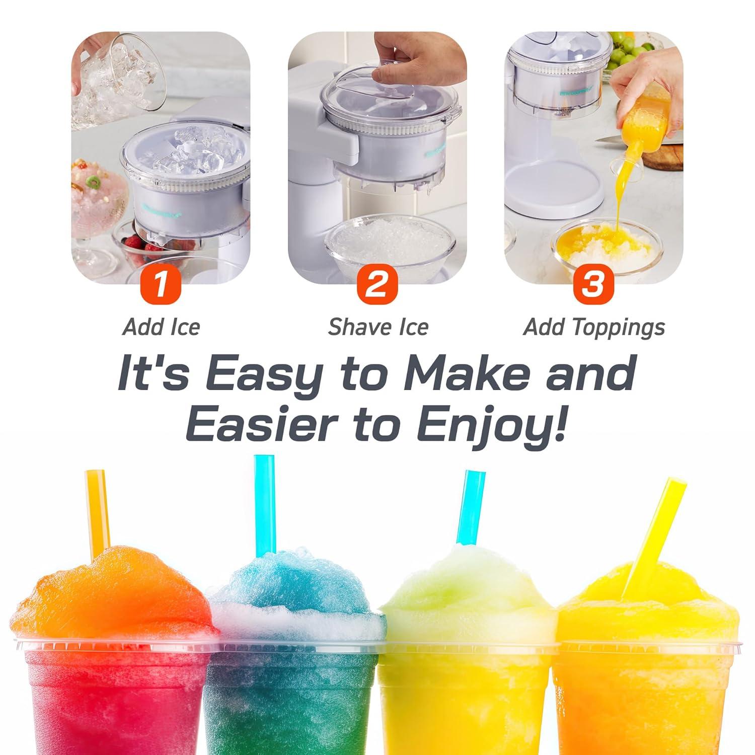 imageElite Gourmet Snow Cone ampamp Shaved Ice Maker ESI2215P Refreshing Slushies Margaritas Boba Drinks Snow Cone ampamp Holder and Ice Mold Use Cubed ampamp Bagged Ice Stainless Steel Shaving Blade PeriwinkleWhite