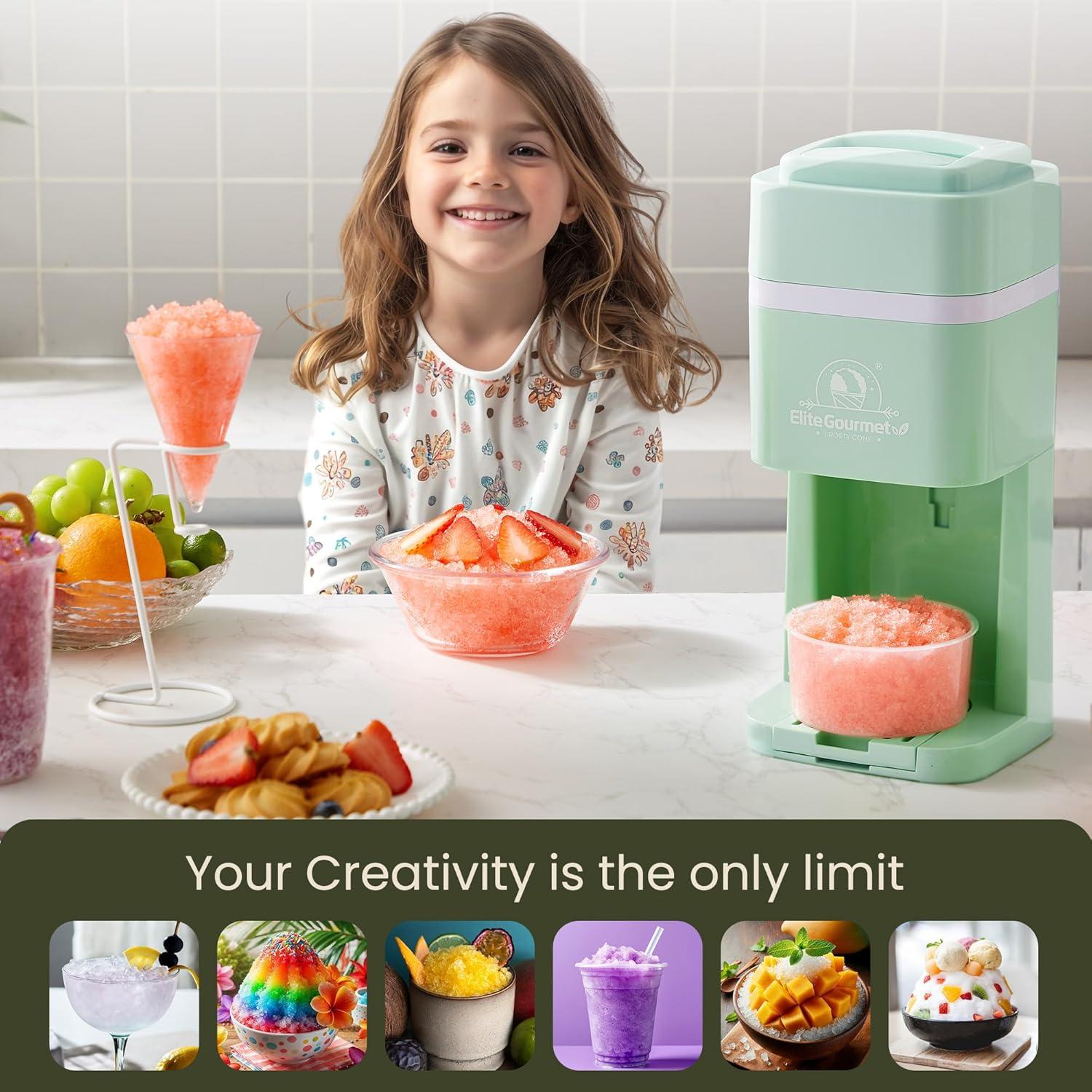 imageElite Gourmet Snow Cone ampamp Shaved Ice Maker ESI2215P Refreshing Slushies Margaritas Boba Drinks Snow Cone ampamp Holder and Ice Mold Use Cubed ampamp Bagged Ice Stainless Steel Shaving Blade PeriwinkleMint