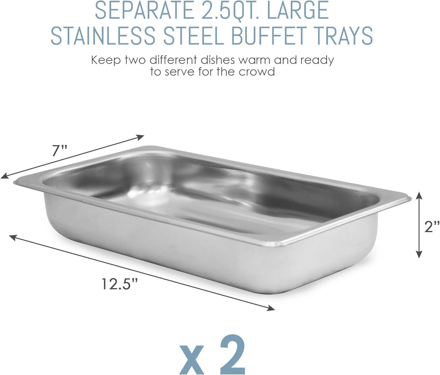 imageMaxiMatic Dual Buffet Server Food Warmer Adjustable Temp For Parties ampamp Holidays 25 Quart Stainless SteelStainless Steel