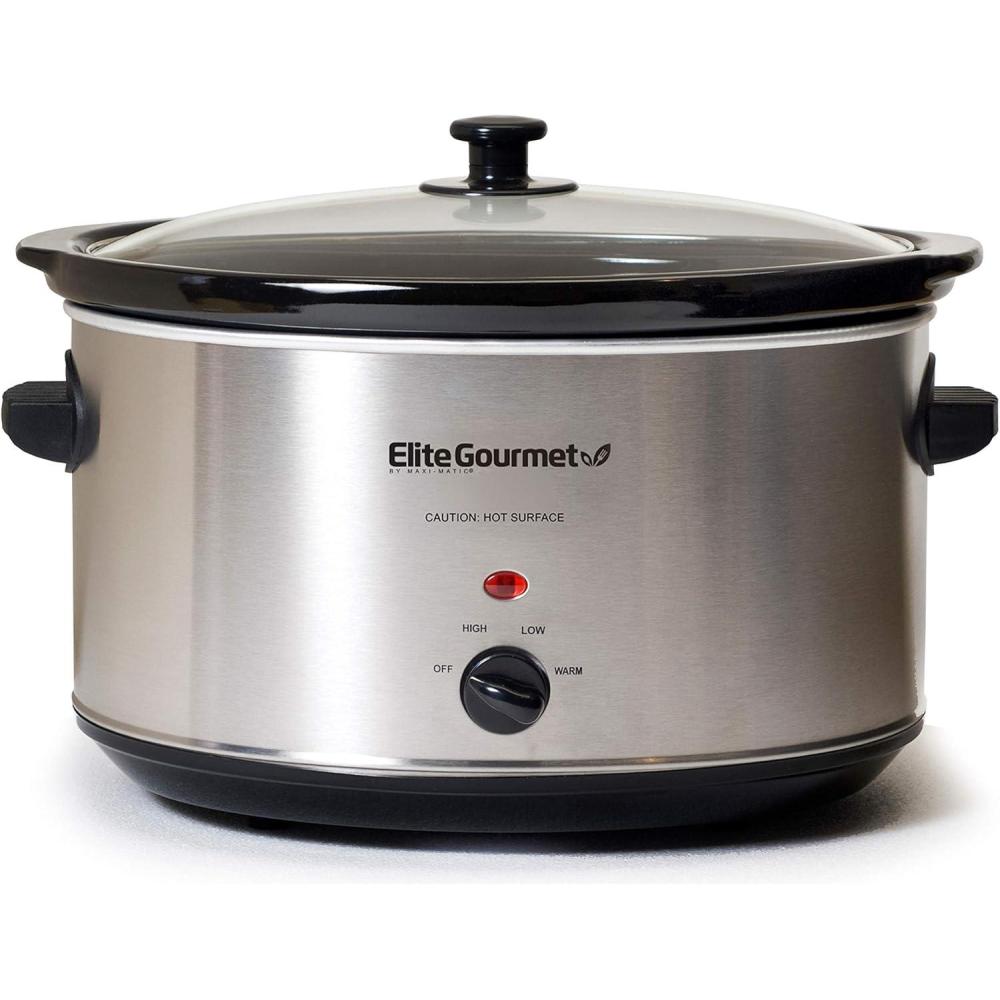 imageElite Gourmet MST900D 85Qt Digital Programmable XL Jumbo Slow Cooker Adjustable Temp Entrees Sauces Stews ampamp Dips Dishwasher Safe Glass Lid ampamp Crock Stainless SteelStainless Steel