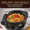 imageElite Gourmet Diamond Pattern Slow Cooker Removable DishwasherSafe Stoneware Pot with Tempered Glass Lid CoolTouch Handles 6 Quart Charcoal BlackCharcoal Black