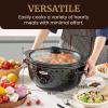 imageElite Gourmet Diamond Pattern Slow Cooker Removable DishwasherSafe Stoneware Pot with Tempered Glass Lid CoolTouch Handles 6 Quart Charcoal BlackCharcoal Black