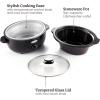 imageElite Gourmet Diamond Pattern Slow Cooker Removable DishwasherSafe Stoneware Pot with Tempered Glass Lid CoolTouch Handles 6 Quart Charcoal BlackCharcoal Black