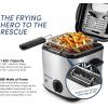 imageElite Gourmet EDF1607 800Watt Mesh Basket 16 Quart  65 Cup Oil Capacity Electric Immersion Deep Fryer with Temperature Knob and Lid with View Window stainless steelStainless Steel and Black