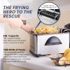 imageElite Gourmet EDF1607 800Watt Mesh Basket 16 Quart  65 Cup Oil Capacity Electric Immersion Deep Fryer with Temperature Knob and Lid with View Window stainless steel2 Quart  82 cup