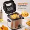 imageElite Gourmet EDF1607 800Watt Mesh Basket 16 Quart  65 Cup Oil Capacity Electric Immersion Deep Fryer with Temperature Knob and Lid with View Window stainless steelStainless Steel and Black
