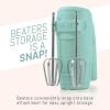 imageElite Gourmet EHM003M MaxiMatic Ultra Power Electric 5Speed Kitchen Hand Mixer with 2 Extra Wide Stainless Steel Smooth Creamy Whipped Mixtures Plus Convenient Beater Storage Mint BlueMint
