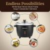 imageElite Gourmet ERC006SS 6Cup Electric Rice Cooker with Stainless Steel Inner Pot Makes Soups Stews Porridges Grains and Cereals 6 cup 3 cups uncooked BlackBlack