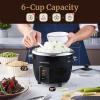 imageElite Gourmet ERC006SS 6Cup Electric Rice Cooker with Stainless Steel Inner Pot Makes Soups Stews Porridges Grains and Cereals 6 cup 3 cups uncooked BlackBlack