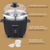 imageElite Gourmet ERC006SS 6Cup Electric Rice Cooker with Stainless Steel Inner Pot Makes Soups Stews Porridges Grains and Cereals 6 cup 3 cups uncooked BlackBlack