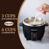imageElite Gourmet ERC006SS 6Cup Electric Rice Cooker with Stainless Steel Inner Pot Makes Soups Stews Porridges Grains and Cereals 6 cup 3 cups uncooked BlackBlack