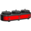 imageElite Gourmet EWMST325R MaxiMatic Triple Slow Cooker Buffet Server Adjustable Temp DishwasherSafe Oval Ceramic Pots Lid Rests 3 x 25 Qt Capacity RedRed