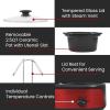 imageElite Gourmet EWMST325R MaxiMatic Triple Slow Cooker Buffet Server Adjustable Temp DishwasherSafe Oval Ceramic Pots Lid Rests 3 x 25 Qt Capacity RedRed