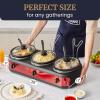imageElite Gourmet EWMST325R MaxiMatic Triple Slow Cooker Buffet Server Adjustable Temp DishwasherSafe Oval Ceramic Pots Lid Rests 3 x 25 Qt Capacity RedRed